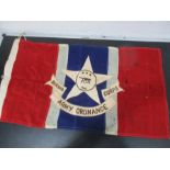A vintage double sided Burma Army Ordnance Corps flag A/F