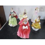Seven Royal Doulton figurines including Fragrance, 1991 exclusive model