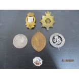 Regimental cap badges, Georgian coin silver badge etc.
