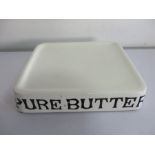 Vintage Ceramic Butter stand with black writing to side marked "Pure Butter" - 34cm x 29cm x 7cm