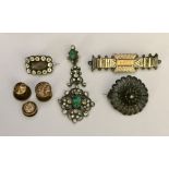 A small collection of silver and other jewellery including a mourning brooch, pendant etc.