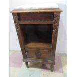 A French pot/ bedside cupboard with marble top