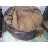 Two large leather bean bags