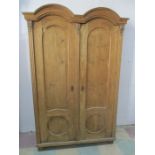 A French pine twin dome topped wardrobe- key in office
