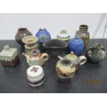 A collection of studio pottery including Bill Crumbleholme, Poole, Copenhagen, Mary Rich, David