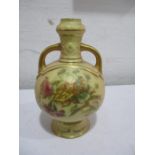 A Royal Worcester blush ivory hand painted two handled vase, 9.5 cm height