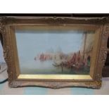 A large John Shapland watercolour of Venice in ornate gilt frame, 89cm x 125cm overall