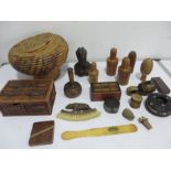 A collection of wooden ware items etc
