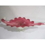 A large Murano glass dish/centrepiece with original label to underside, 59cm length