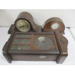 Two mantle clocks along with a wall clock ( A/F)