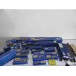 A collection of mainly boxed Hornby Dublo railway items including locomotives, carriages, track,
