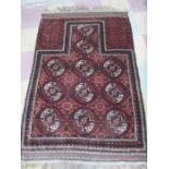 A red ground rug