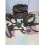 A cA collection of heavy horse harness, one piece named to W Ireland, Chard