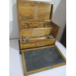 A Victorian mahogany writing slope- incorrect inkwells