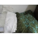 A Vantona bedspread and two linen crochet