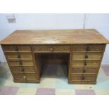 A pitch pine knee hole desk