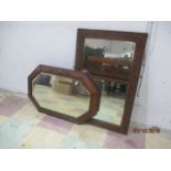 Two vintage oak framed mirror