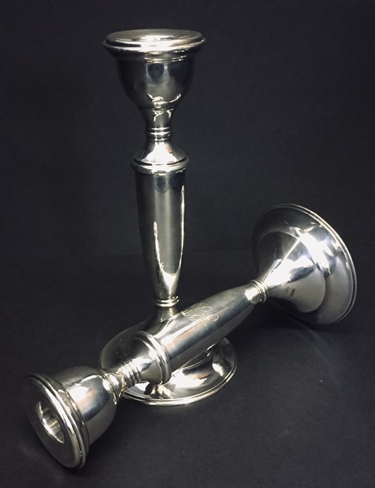 A pair of hallmarked silver candlesticks, one A/f. Birmingham 1919 - Image 2 of 3