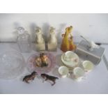 A selection of various china and glass ware, including a Beswick foal, Lladro swan, glass