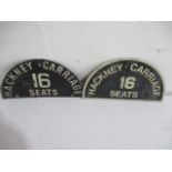 Two vintage Hackney Carriage metal signs