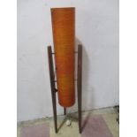 A mid century "rocket lamp" with teak tapering legs, 113 cm height