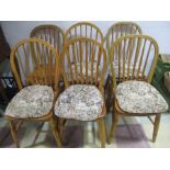 A set of six elm Windsor dining chairs