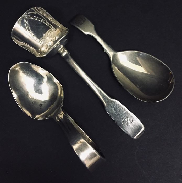 Four hallmarked silver caddy spoons along with a silver feeding spoon. - Image 3 of 3