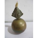 An Edwardian Grenadiers brass table lighter in the form of a grenade