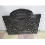 A cast iron fire back