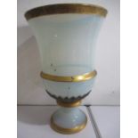 An impressive opalescent urn, height 65 cm, gilding to rim base and centre. Condition- the urn has