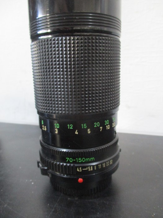 A Canon AE-1 camera with Canon and Pentax lenses - Image 9 of 11