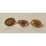 A pair of Chinese earrings marked 18ct along with an unmarked gold Chinese ring. Total weight 6.6g
