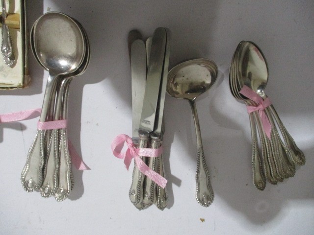 A part Mappin & Webb cutlery set along with various silver plated items - Image 5 of 9