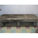 A large rustic oak industrial table - 240 cm length