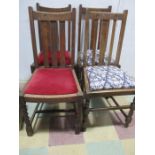 Two pairs of oak dining chairs