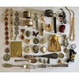 A collection of costume jewellery etc including some silver items