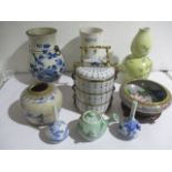 A collection of Oriental pottery, porcelain and cloisonne