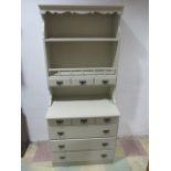 A painted oak dresser with six drawers below