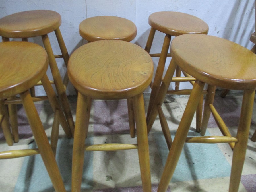 A set of six matched Ercol style stools - Image 3 of 5