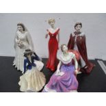 A collection of five Royal Worcester figures of ladies