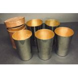A leather cased set of silver plated stirrups cups by Drew & Sons