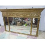 A Classical style triptych gilt overmantle