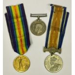 Two WWI medals awarded to 44058 Private F C Dilley, Kings Royal Rifle Corp along with a King