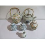 A collection of Japanese China including teapots, jars, vase etc