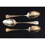 Three hallmarked silver serving spoons.Total weight 180g