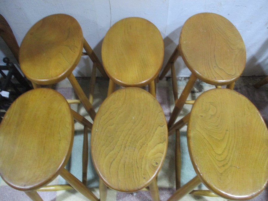 A set of six matched Ercol style stools - Image 2 of 5