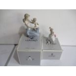 Two boxed Lladro figurines including "one for you, one for me" and "Chit-Chat".