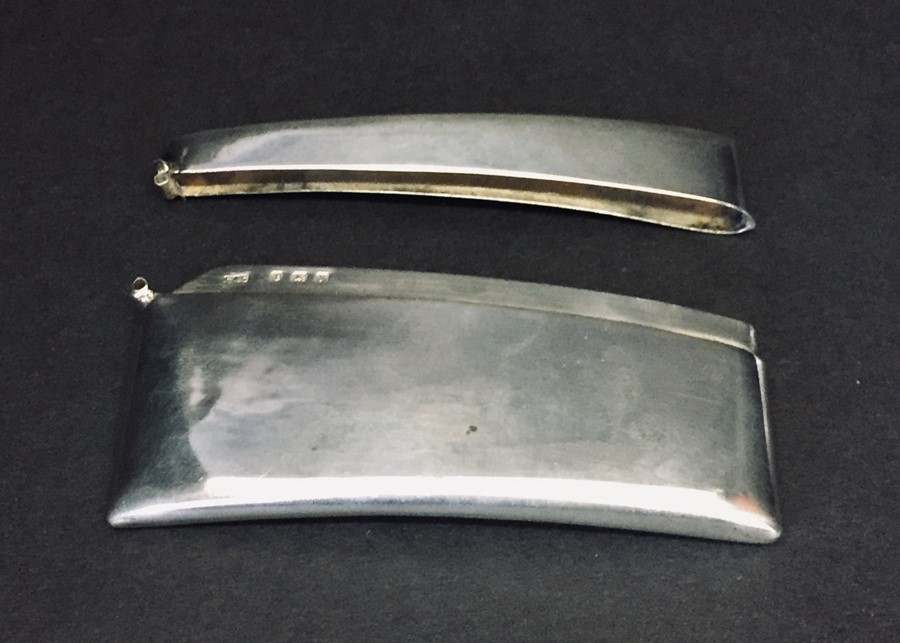 A hallmarked silver card case A/F along with a silver hinged bracelet. - Image 2 of 4