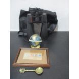A pair of Celestron Skymaster 15 x 70 binoculars along with a Nat West money box, four framed 1929