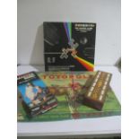 A vintage Totopoly game, cribbage board etc.
